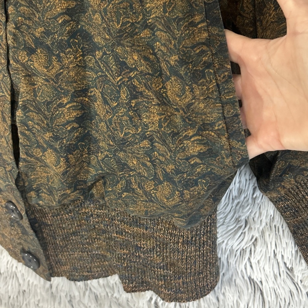 Vintage Linda Allard Ellen Tracy 90's Silk Brown Floral Bomber Jacket Neutral M - Picture 4 of 13